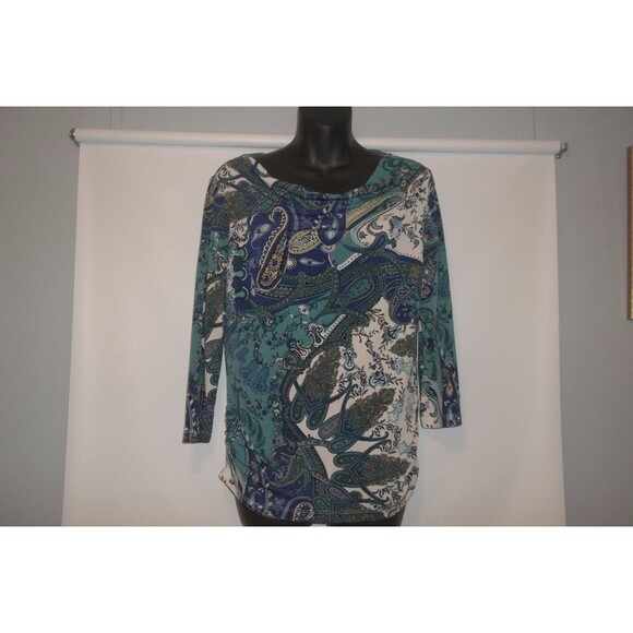 Chico's Women's Paisley Print Draped Neckline Top Size 0 ( XS-S) - Picture 1 of 6